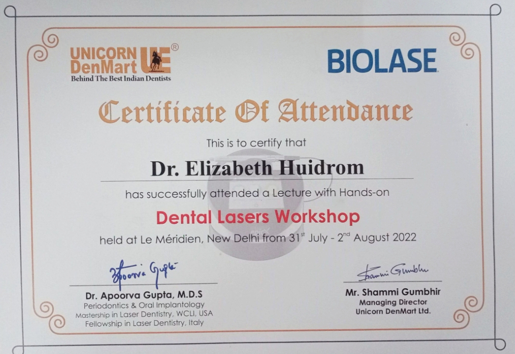 Dental Laser Workshop Certificate